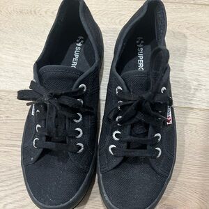 Superga Classic Alpina Black Lace-Up Sneakers